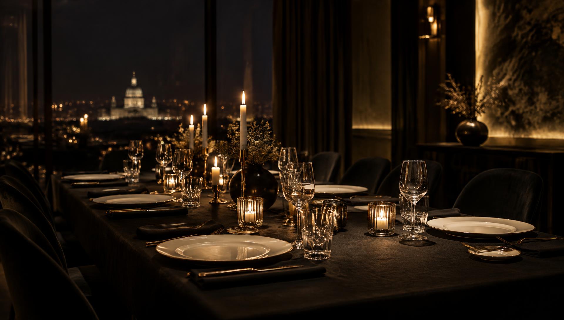 Candlelit private dining table